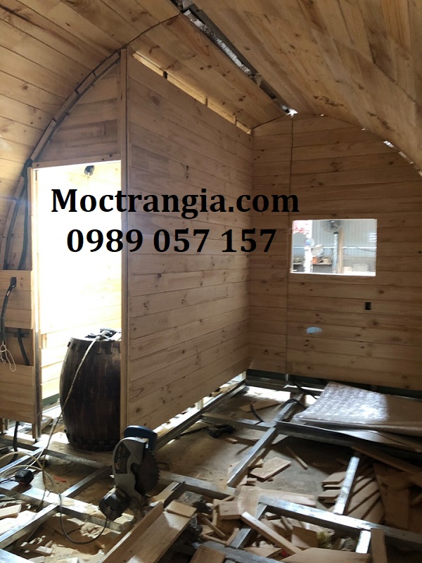 Nhà gỗ Homestay mẫu đang thi công.moctrangia.com